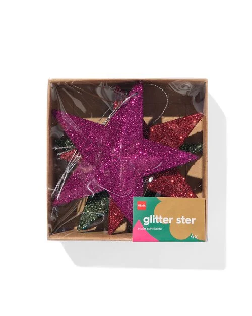 étoile pailletée multicolore - lot de 4