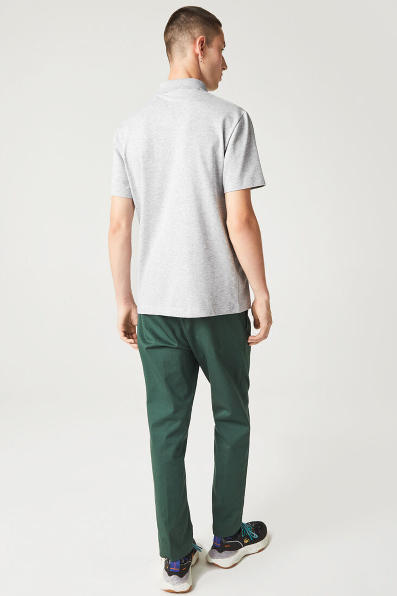 Camisa polo com bordado de crocodilo - Cinza