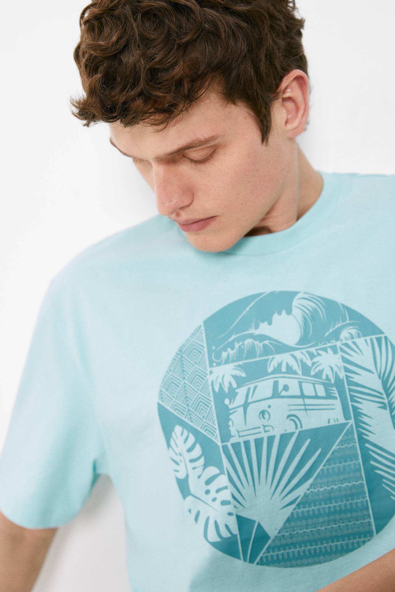 Camiseta geométrica Van - estampa turquesa