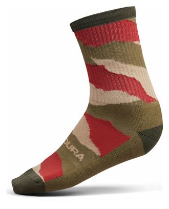 Chaussettes Endura Peak Camo Vert/Rouge