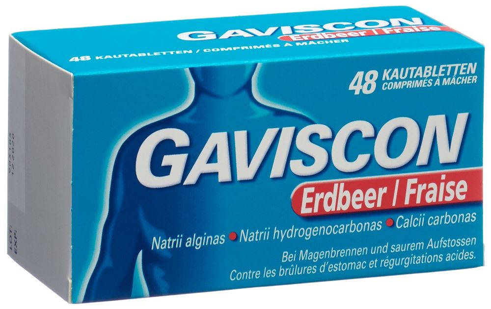 GAVISCON Kautabl Erdbeer Blist 48 Stk<br>48 Stück, Blister, Kautablette, Erdbeer