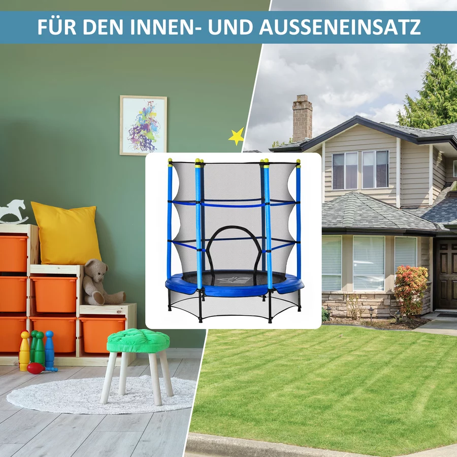 HOMCOM Trampolin mit Sicherheitsnetz blau