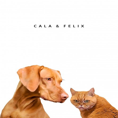 Retrato duplo personalizado dos seus animais de estimação em branco.