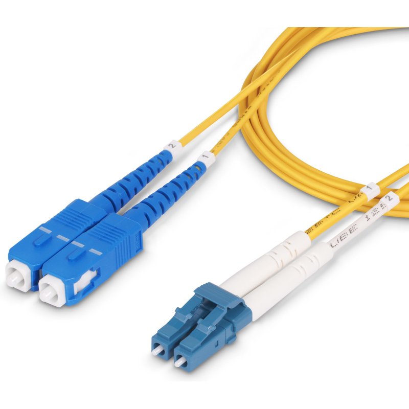StarTech.com Câble Fibre Optique de 5m Duplex Monomode LC vers SC(UPC) OS2, 9/125µm, 100G, Cordon Fibre Optique, Insensible à la Courbure, Faible Perte d'Insertion, Cordon Patch Fibre LSZH