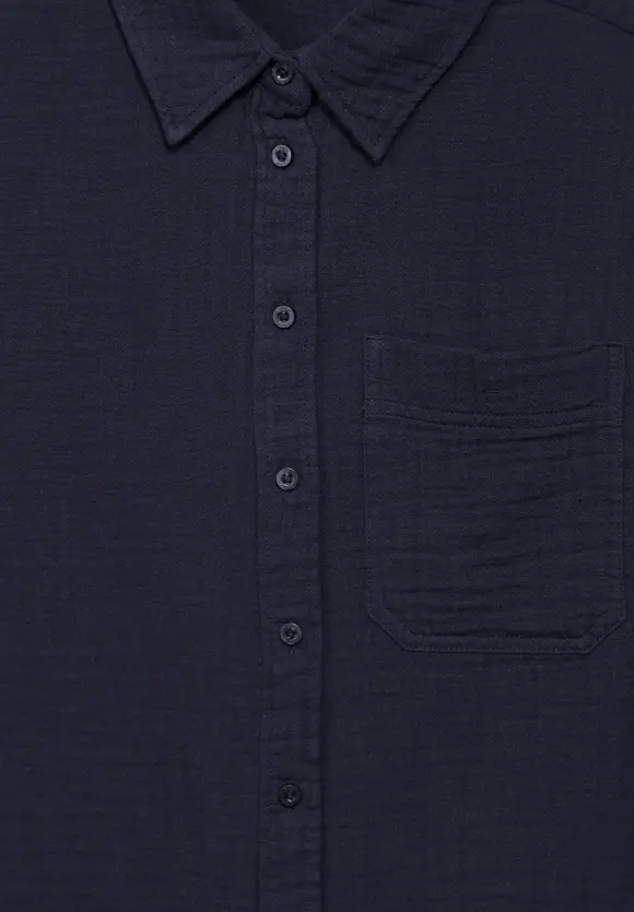 Musselin Hemdbluse - deep blue