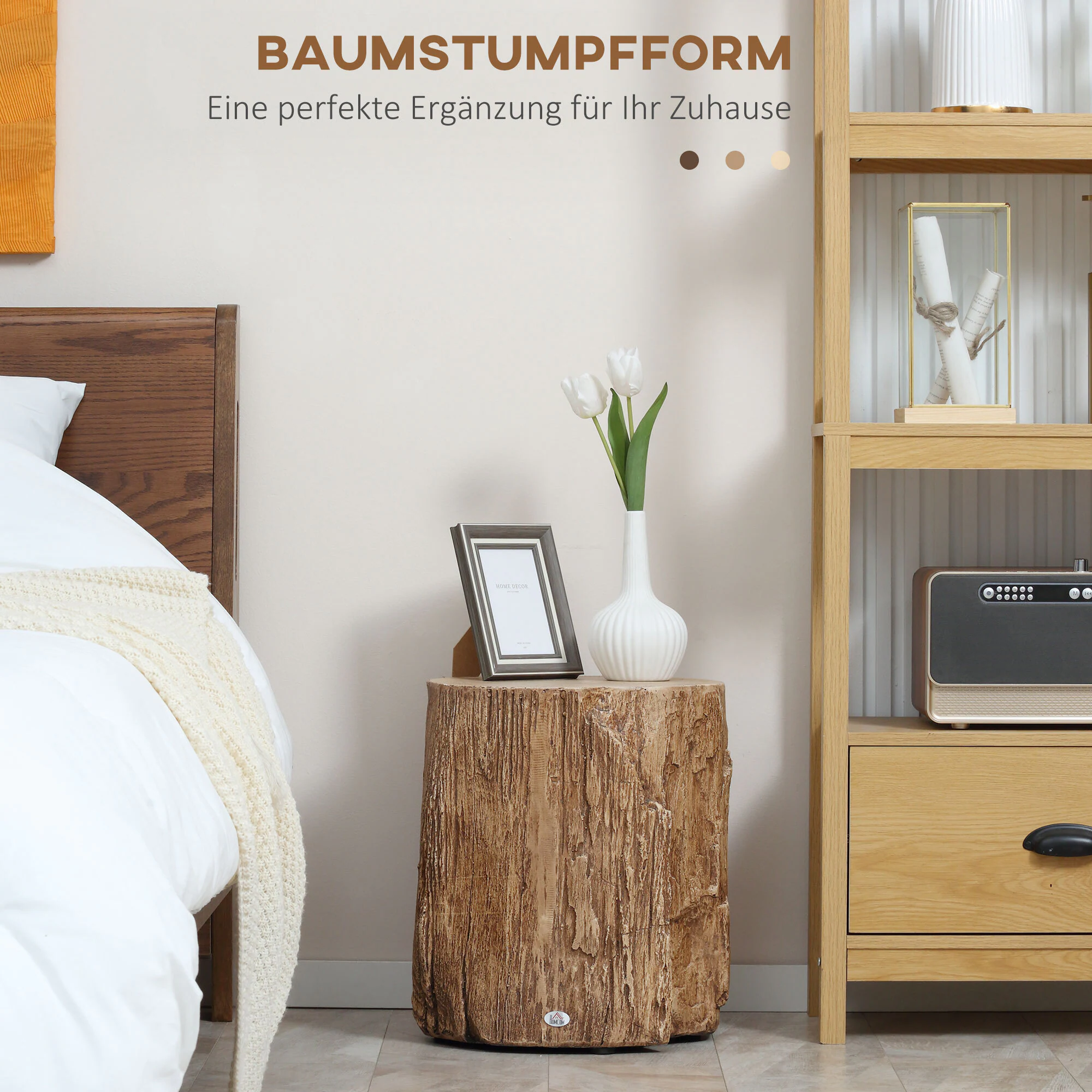 HOMCOM Beistelltisch mit vier verstellbaren Füßen natur 37L x 37B x 43H cm