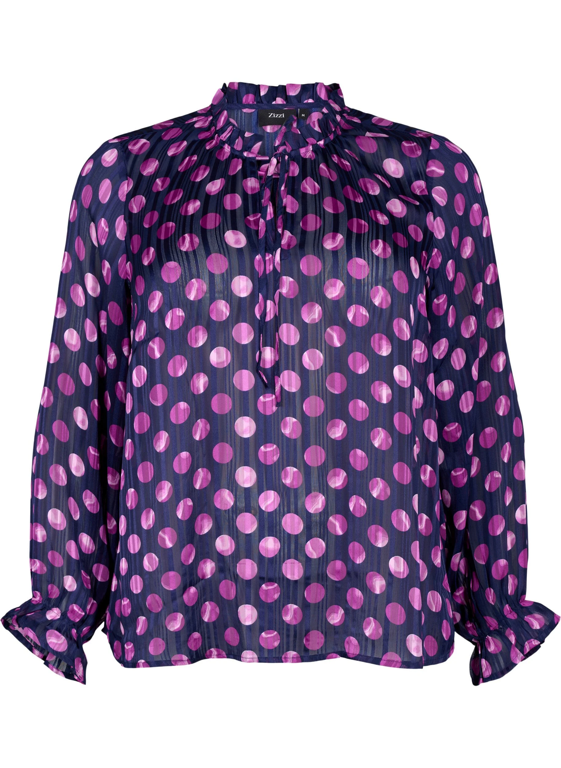Langærmet bluse med flæser og print