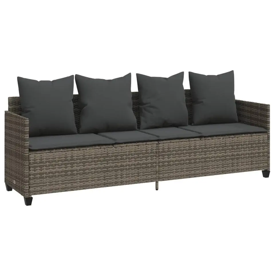 vidaXL - loungebank - Grijs - Poly rattan