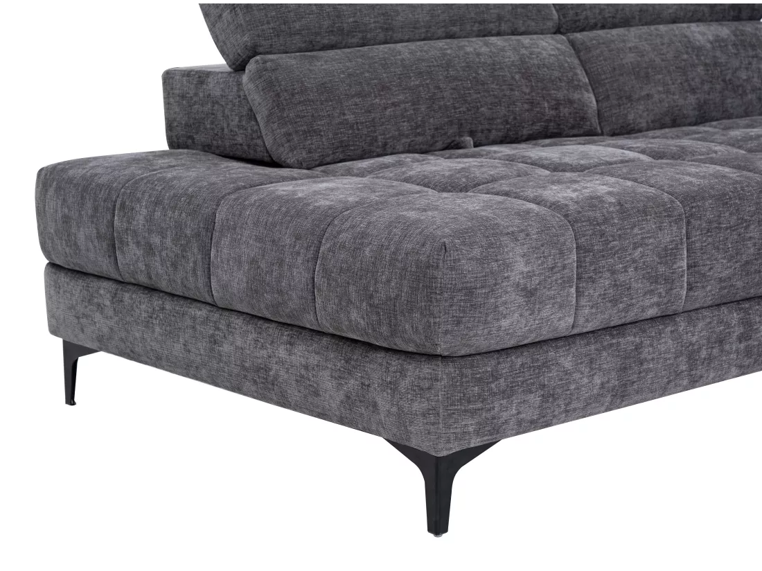 Canapé d'angle gauche relax avec assise coulissante électrique en tissu anthracite MONISO