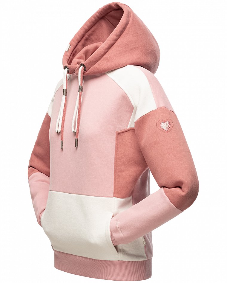 NAVAHOO Damen Kapuzensweatshirt Verspielter Hoodie Pullover im Colorblocking Look Babykätzchen