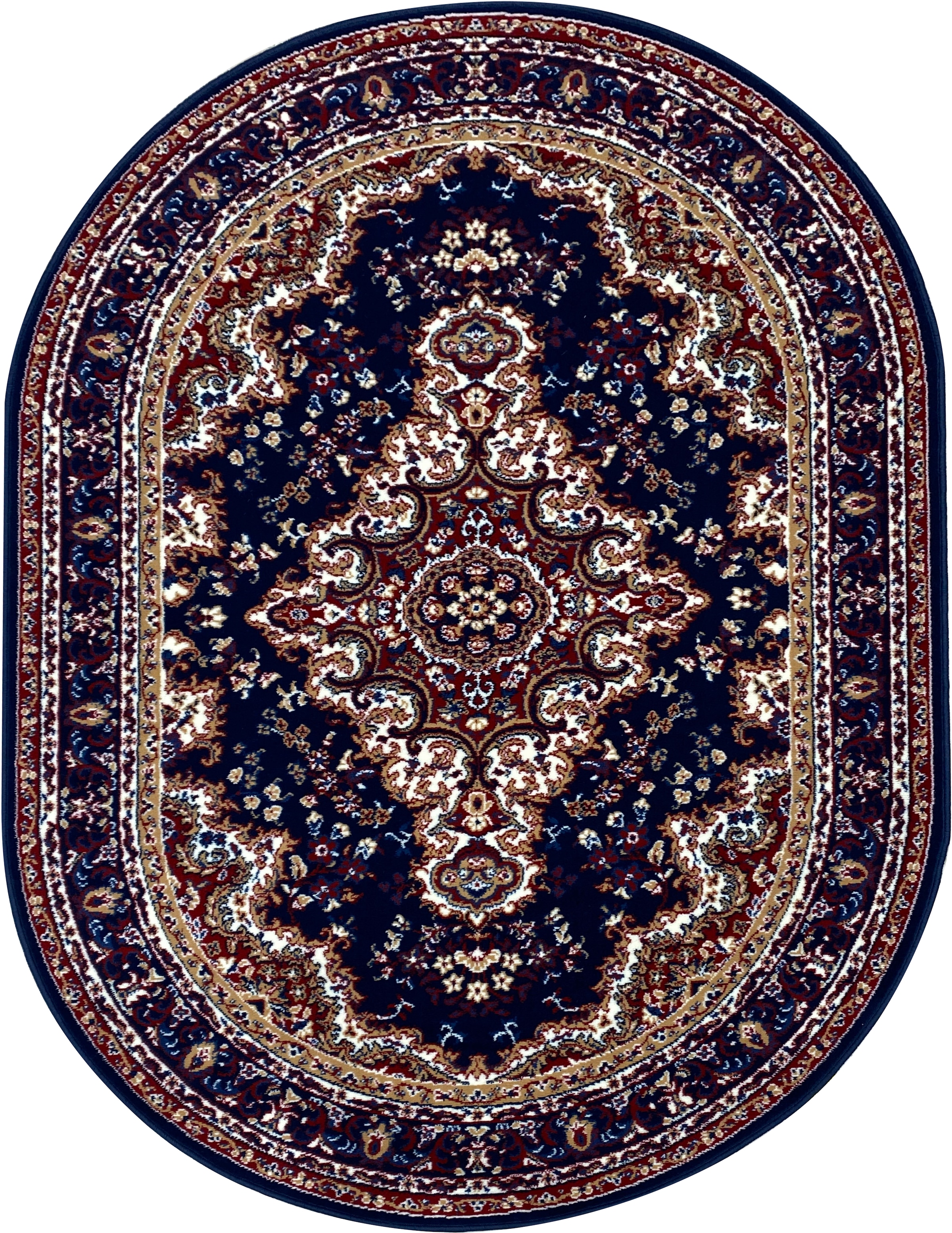 my home Teppich »Oriental, Made in Belgium« oval 7 mm Höhe Orient-Optik, mit Bordüre, Kurzflor, pflegeleicht, elegant