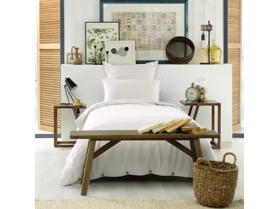HEDDA - Housse de Couette 140x200cm Flanelle de Coton Coloris Neige