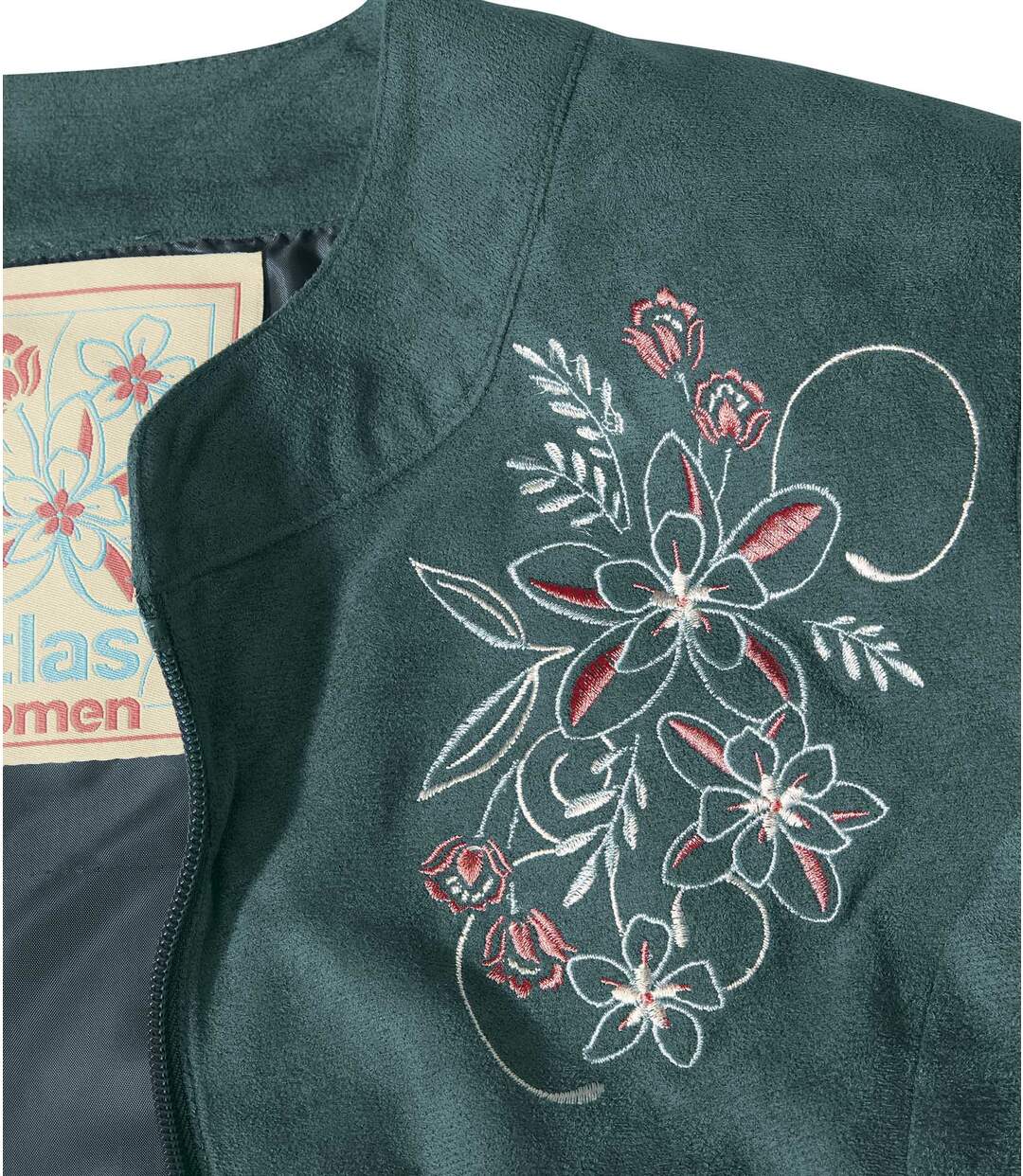 Veste Suédine Effet Daim Brodée