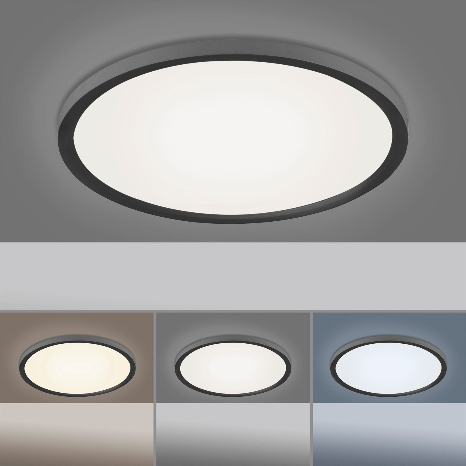 JUST LIGHT LED Deckenlampe FLAT 40 cm schwarz