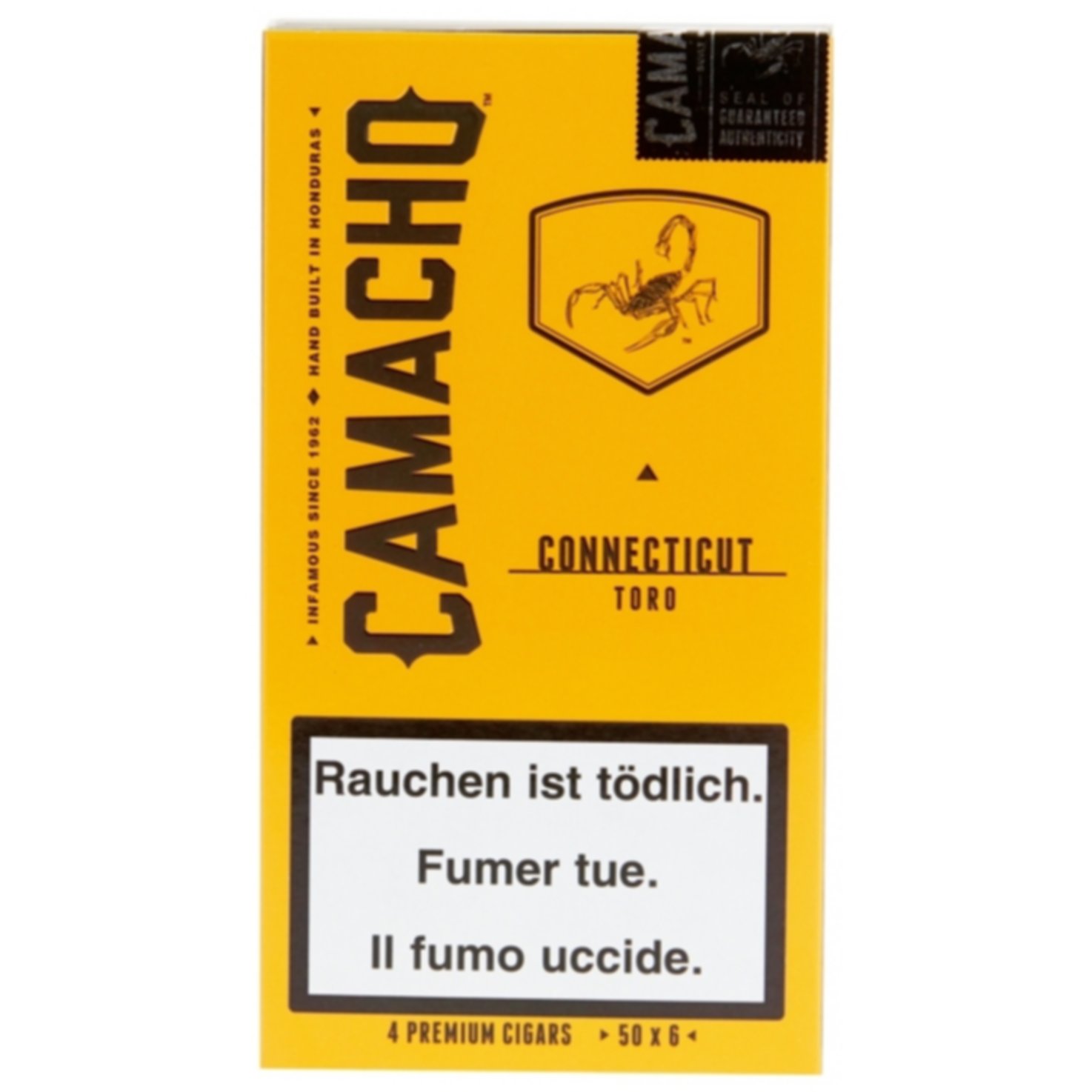 Camacho Connecticut Toro Cello Zigarren 4 Stück