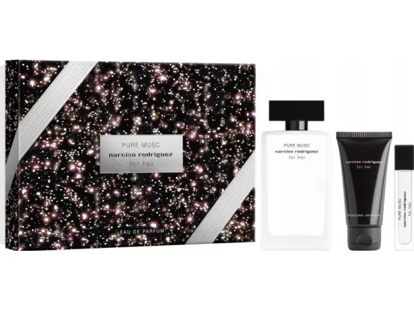 Set Narciso Rodriguez: Pure Musc, Eau De Parfum, For Women, 100 ml   Pure Musc, Eau De Parfum, For Women, 10 ml   Pure Musc, Hydrating, Body Lotion, 50 ml For Women