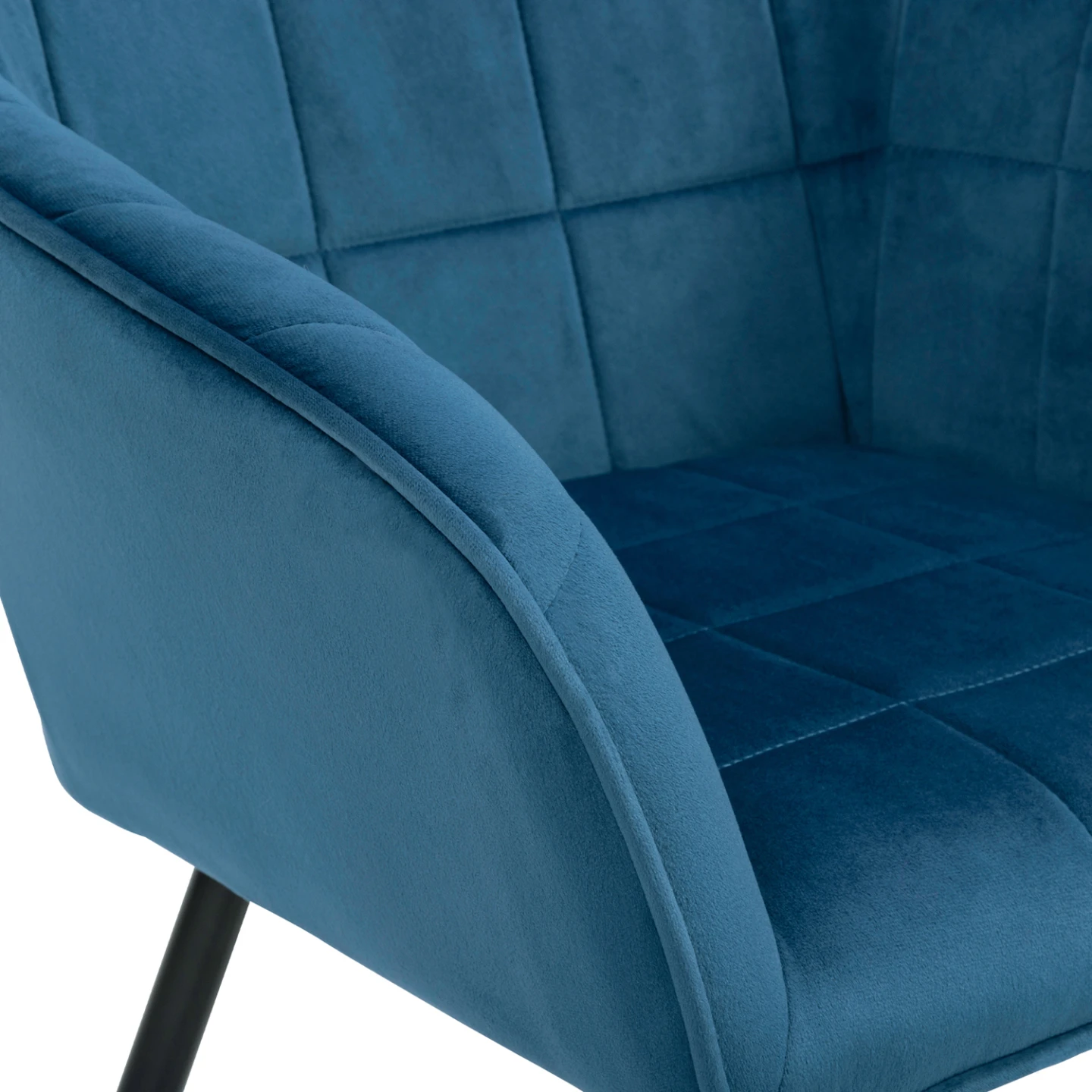 Lot de 2 chaises de salle à manger, fauteuils de table MADY en velours bleu canard