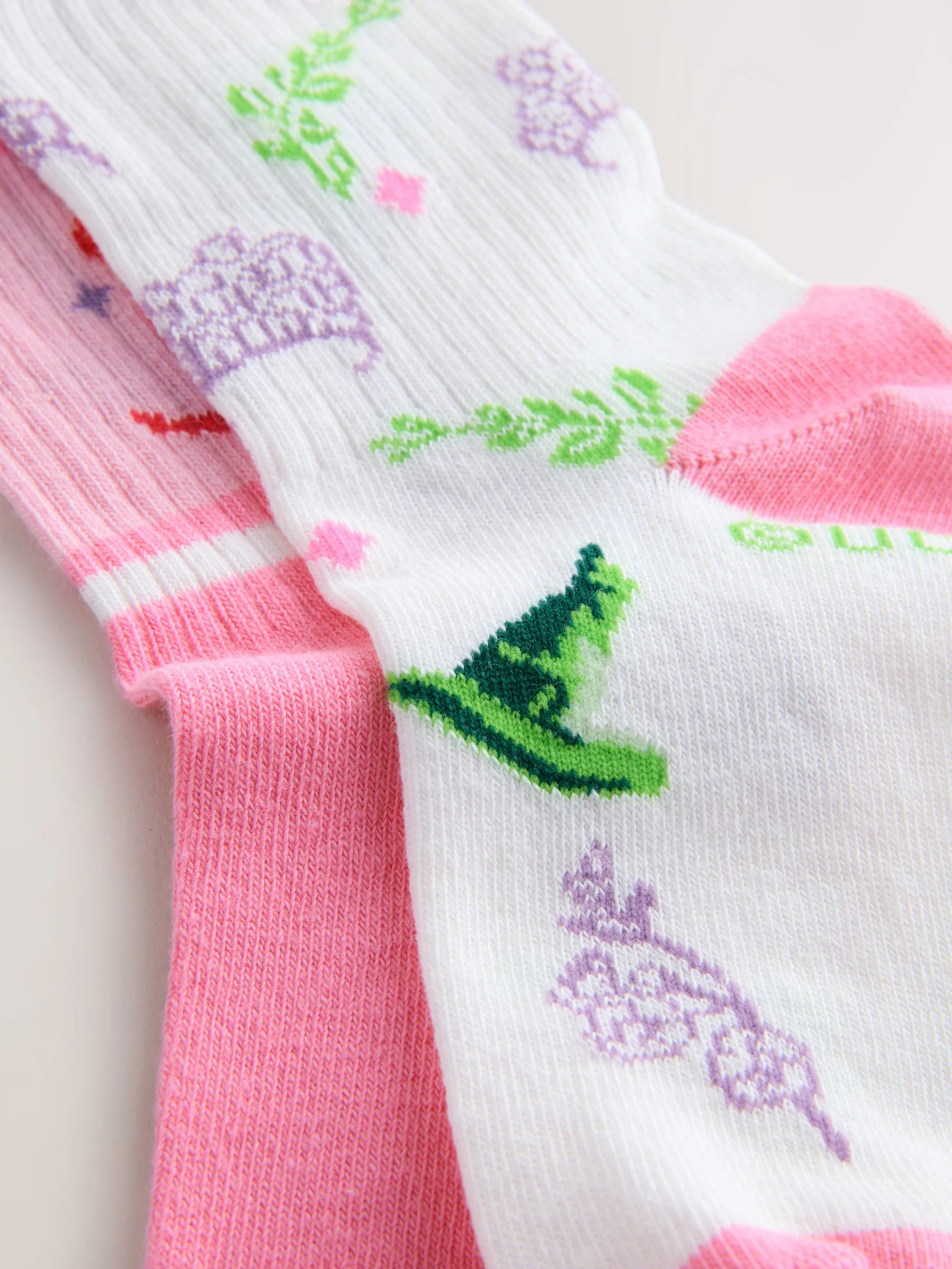 Roze en wit - Cotton Rich Wicked Ankle Socks 2 Pack