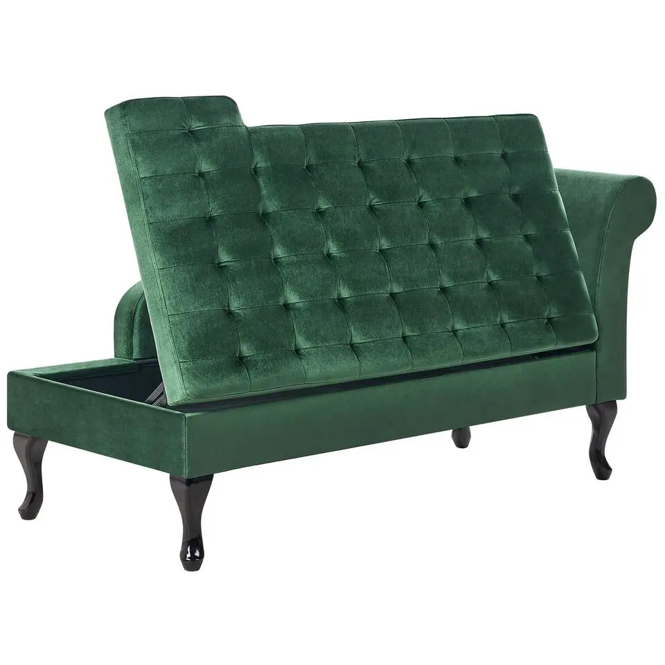 PESSAC - Chaise longue - Donkergroen - Rechterzijde - Fluweel