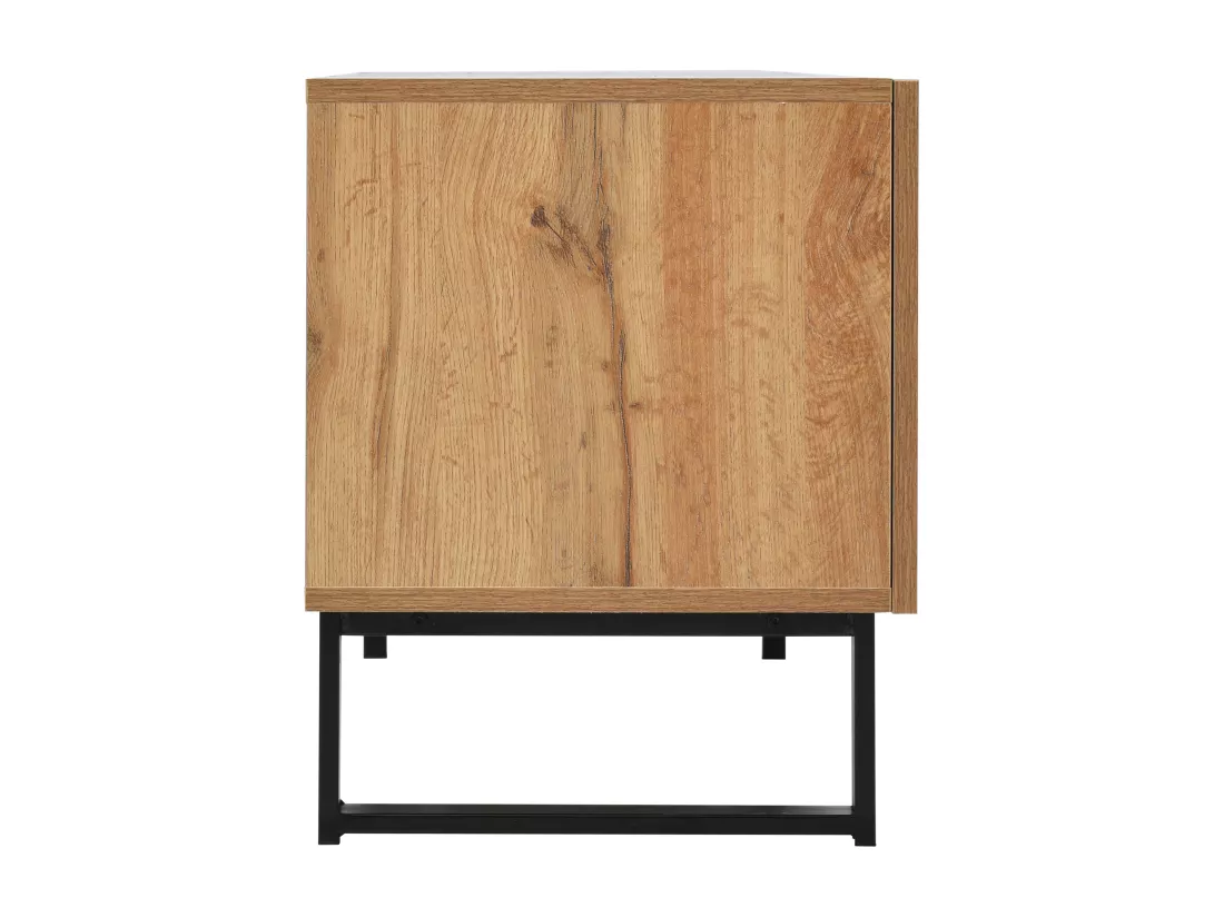 Meuble TV moderne au design noir et bois avec espace de rangement spacieux Modai