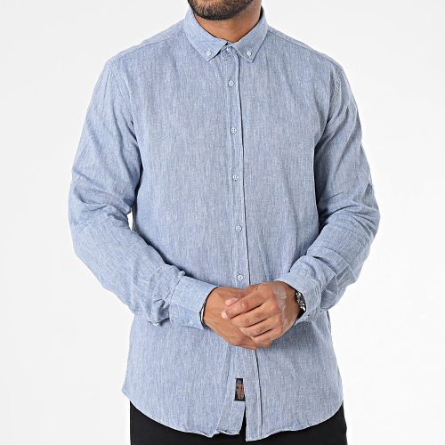 Chemise Manches Longues Bleu Chiné