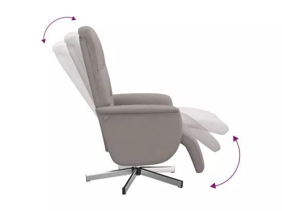 Fauteuil inclinable avec repose-pieds taupe tissu