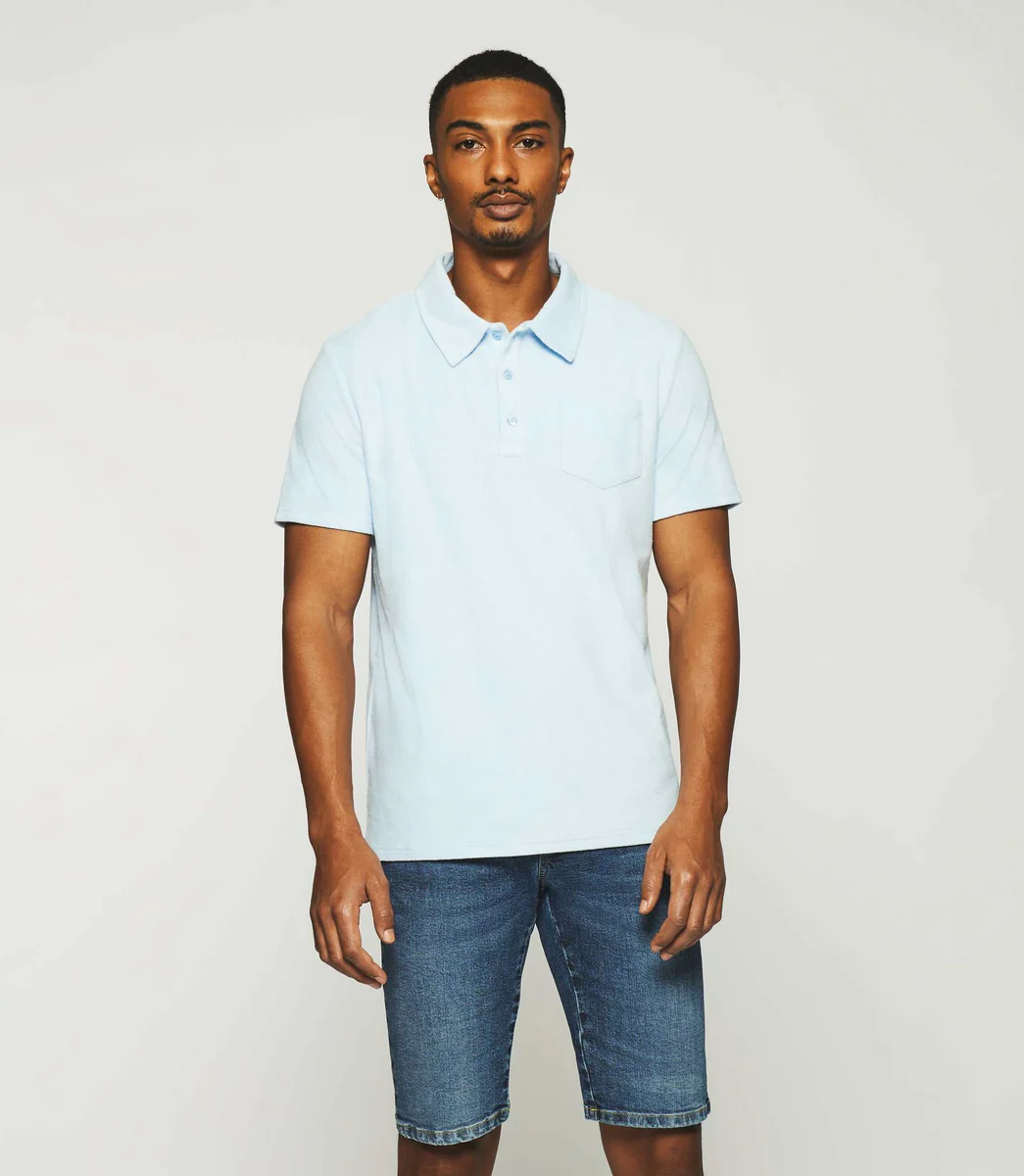 Polo en maille éponge avec poche bleu ciel GAI