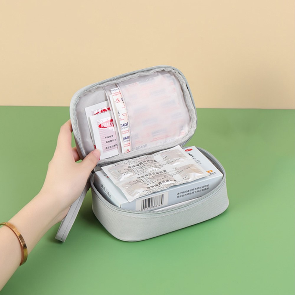 (17x10x5cm) Medikamenten Tasche Reise Necessaire Organizer Bag - Grau