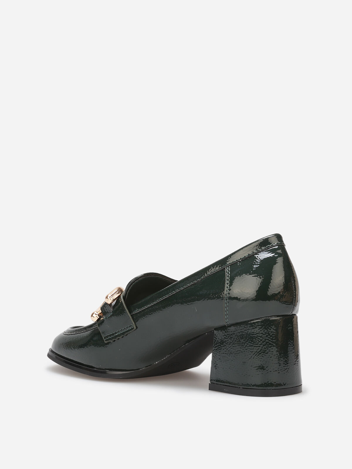 Mocassins à talon et mors dorés- Vert