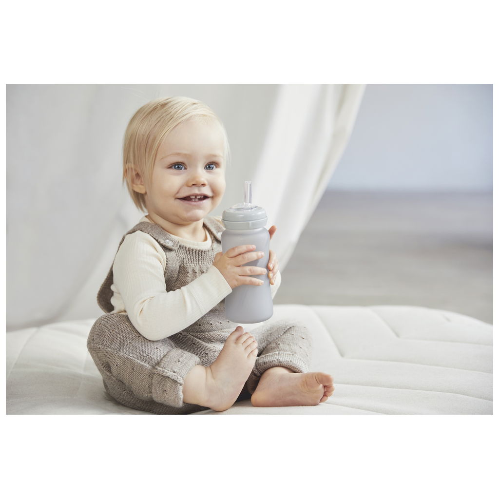 Everyday BabyEveryday Baby   Glastrinkhalmflasche Healthy+ quiet grey