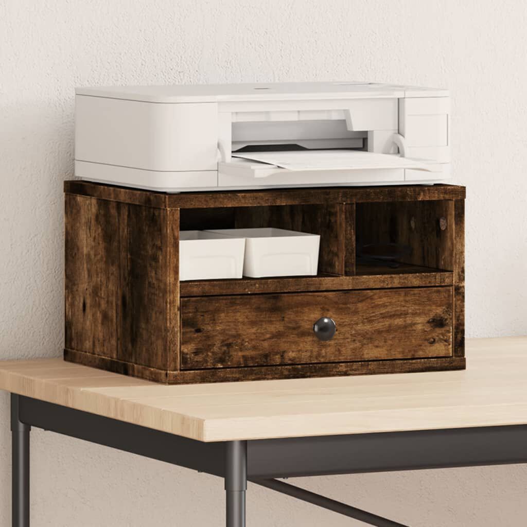 vidaXL Printerstandaard Gerookt Eikenhout 40x32x22,5 cm