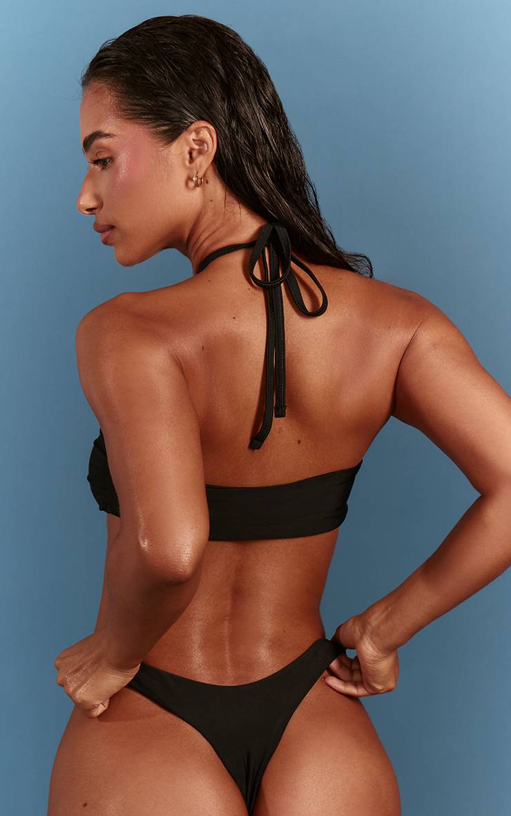 Noir Maillot De Bain Bandeau À Découpes Avec Ornements Disques