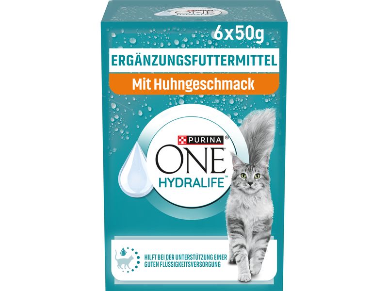 Purina ONE Hydralife mit Huhngeschmack 6 x 50 g Ergänzungsfuttermittel für Katzen