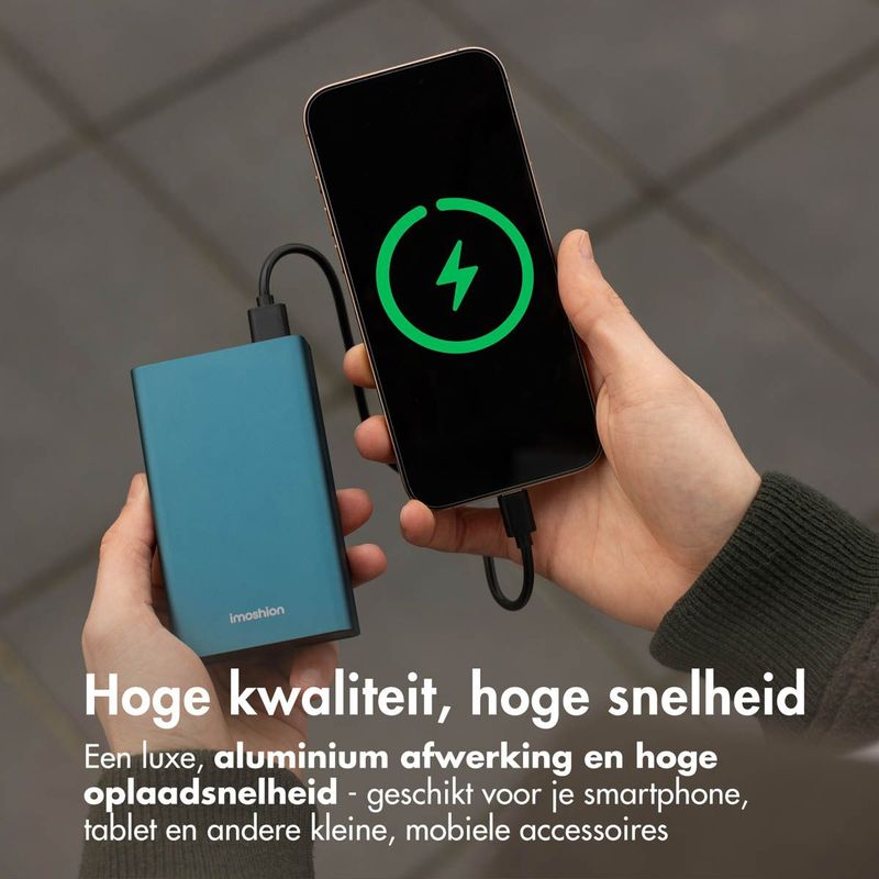 imoshion - Ultra Series - Aluminium Powerbank - Petrol Green - 20.000 mAh - Snelladen tot 33 watt
