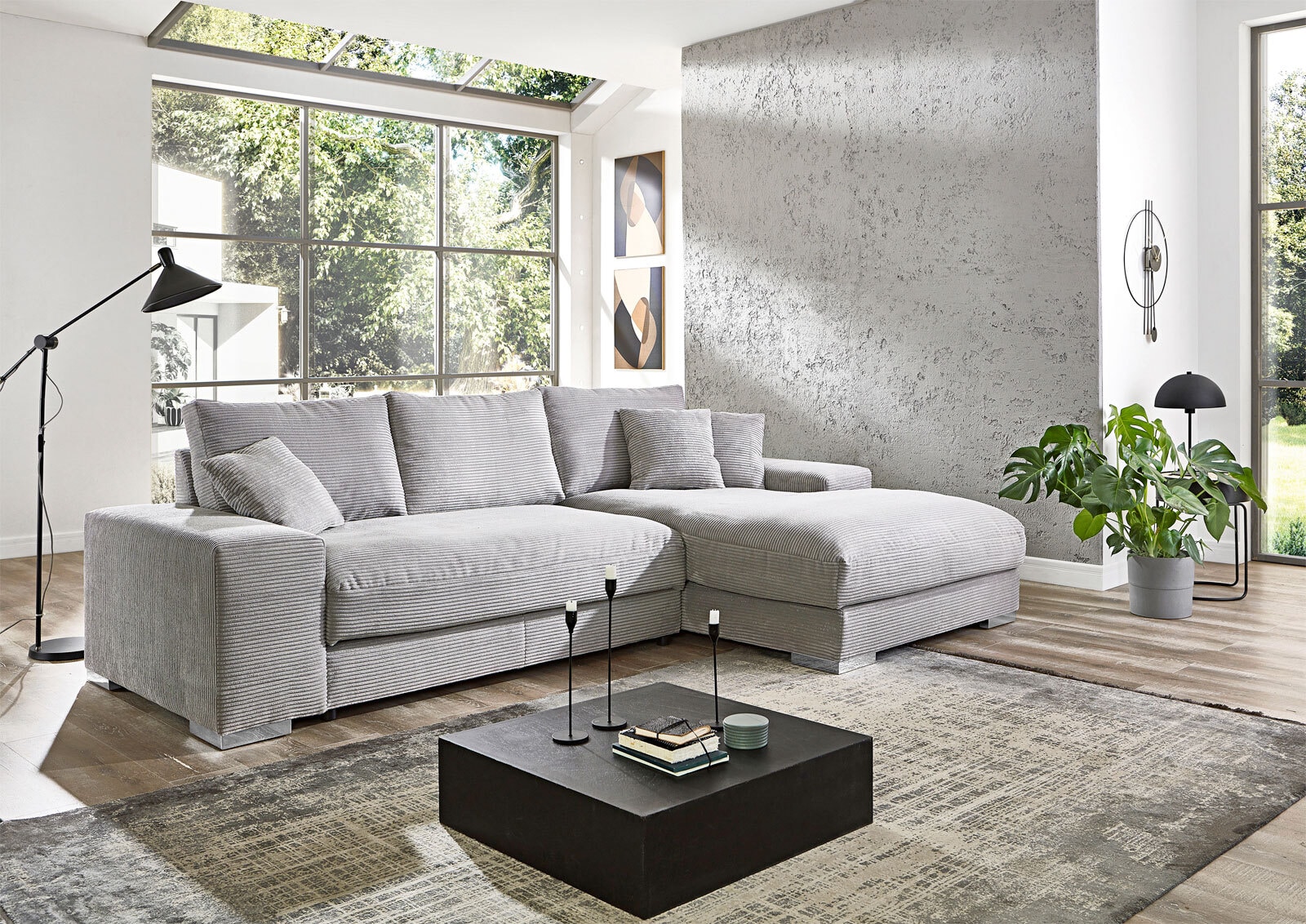 Ecksofa ROMAN 285 x 176 cm hellgrau