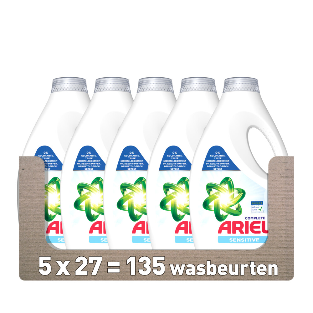 5x Ariel Vloeibaar Wasmiddel Sensitive 27 Wasbeurten1215 ml