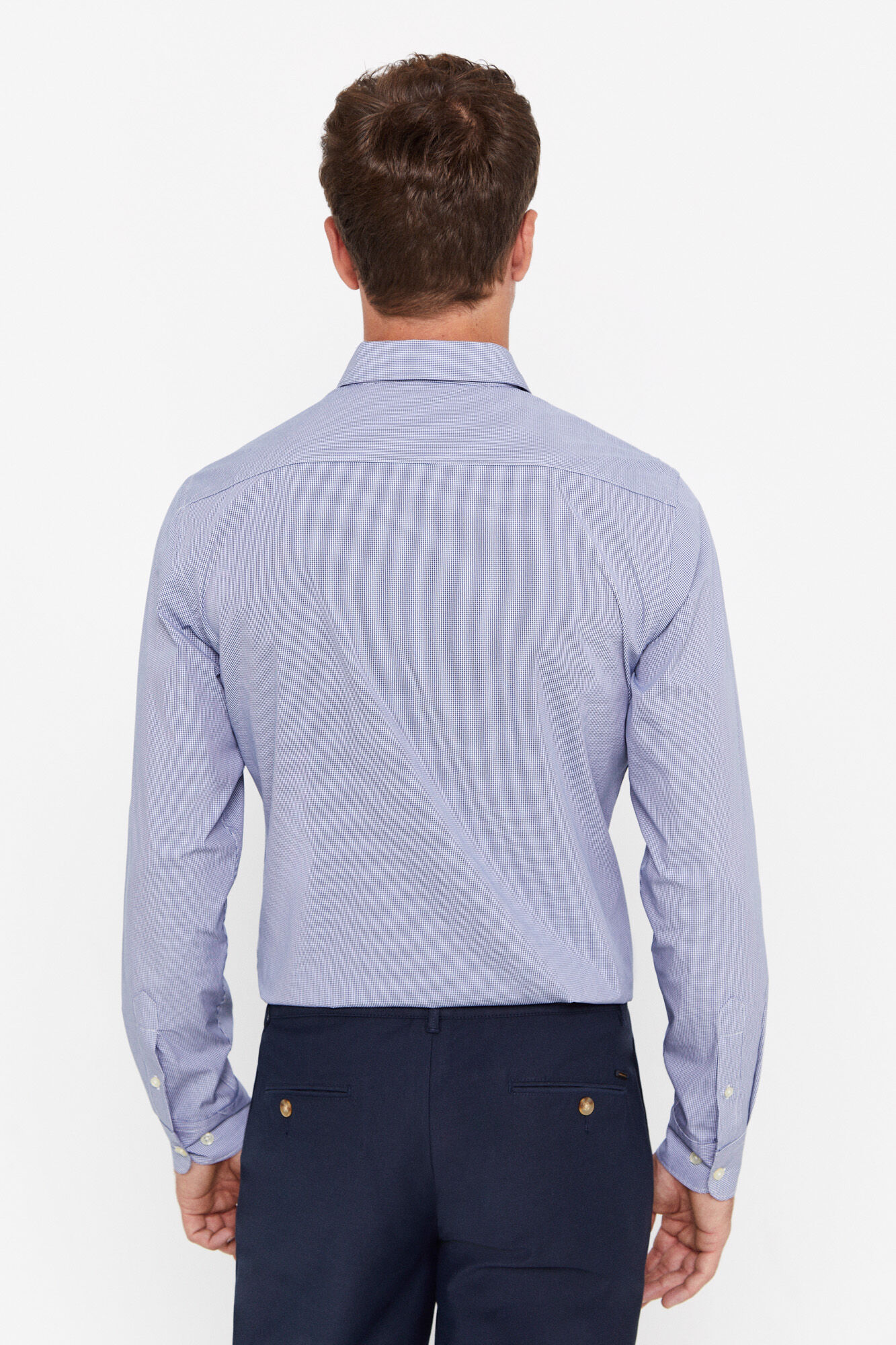 Camisa Coolmax™ slim fit em microvichy