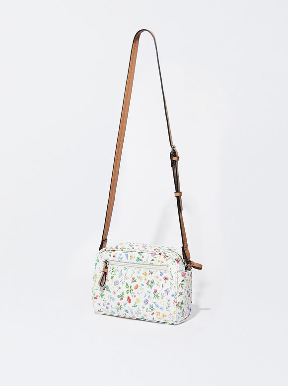 Bolsa de ombro com estampa floral - Vermelha