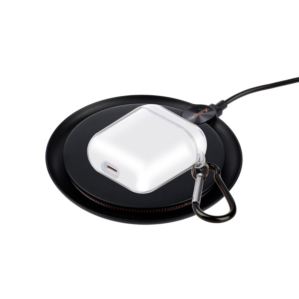 AirPods (1. & 2. Generation) Gummi Schutzhülle Abdeckung mit Karabinerhaken - Transparent