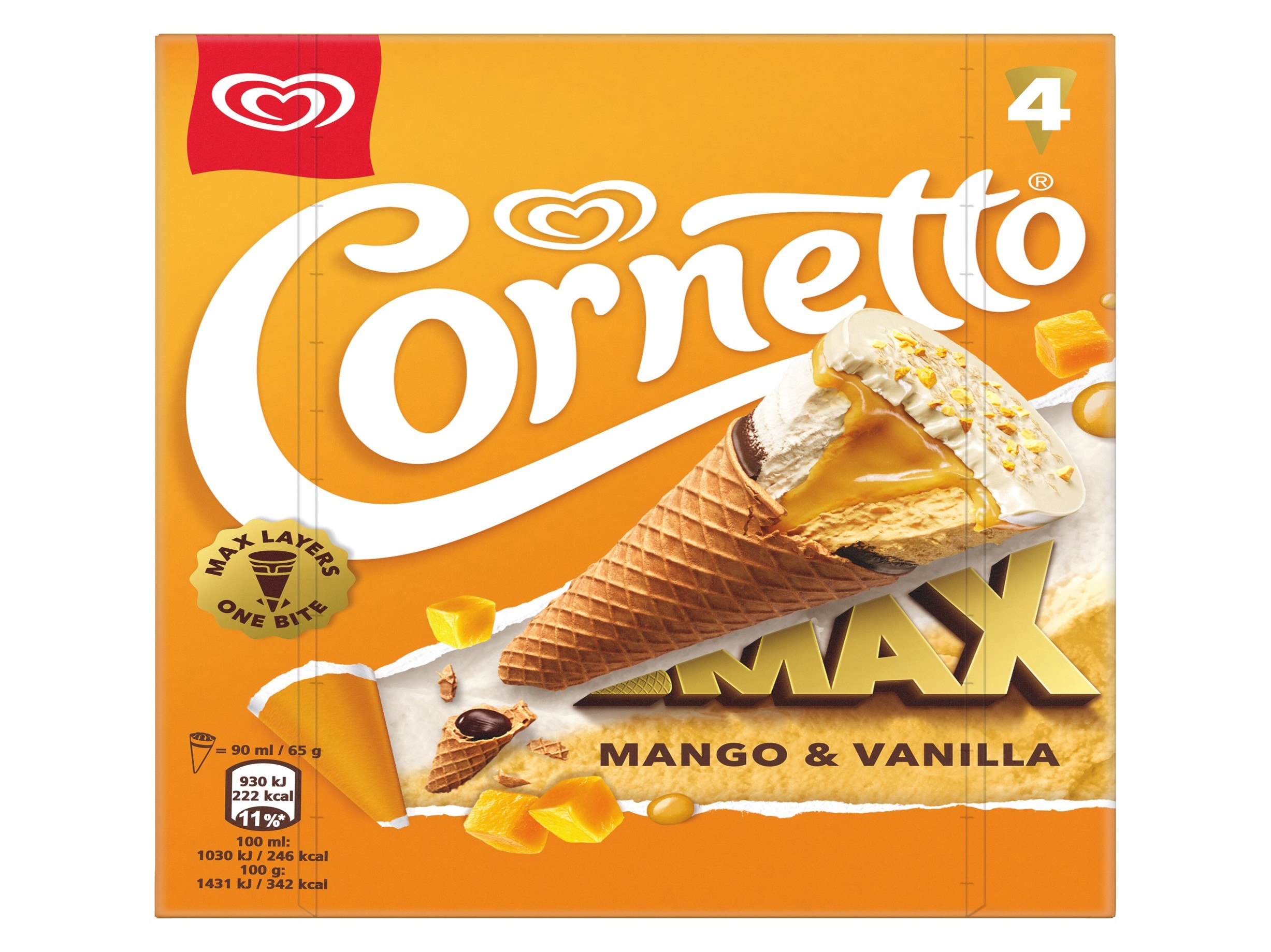 GELADO CORNETTO MAX TROPICAL 4X90ML