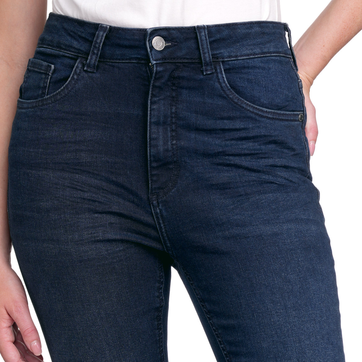 Jonas Nielsen Damen Skinny Jeans mit Used-Waschung dunkelblau