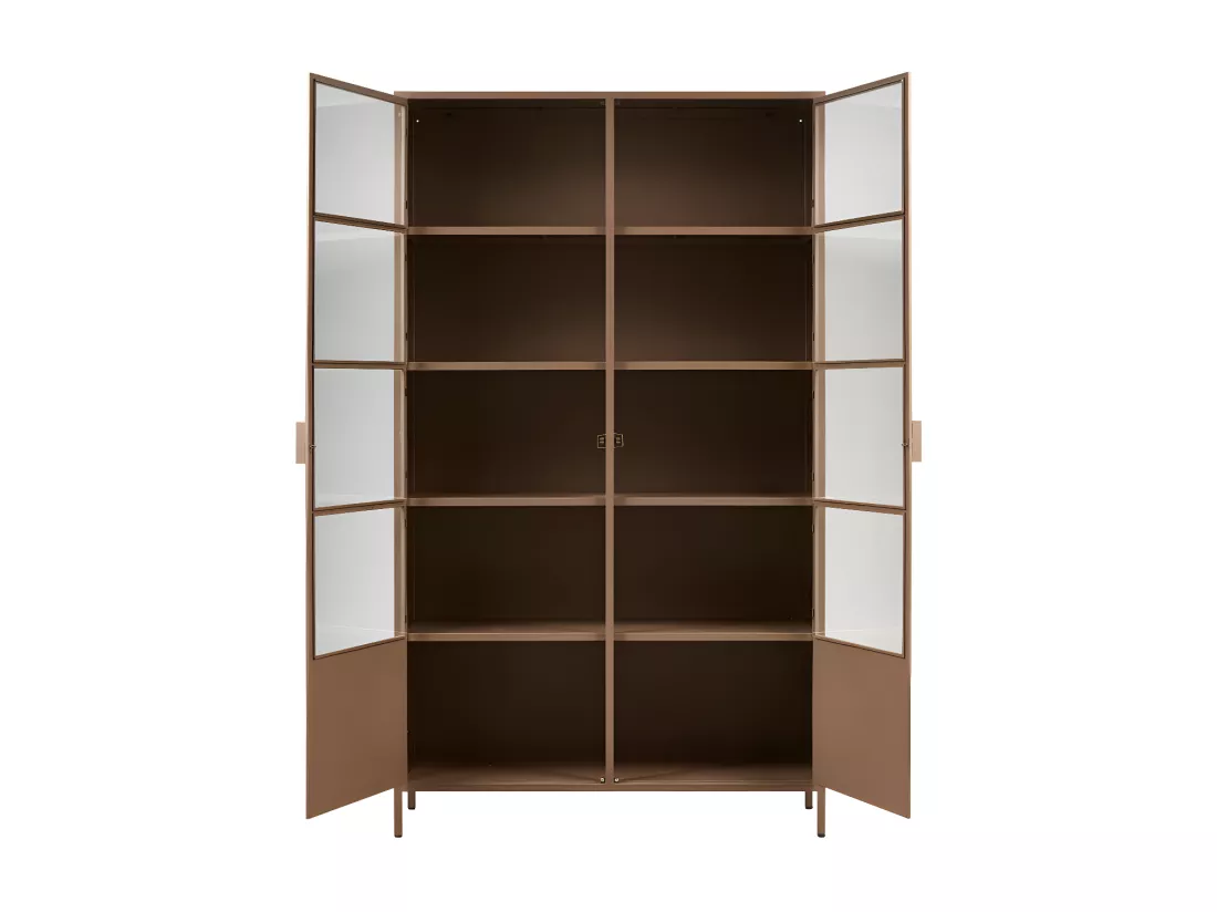 Ronja - Vaisselier 2 portes en verre et métal H189cm - Marron