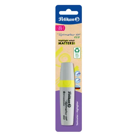 Pelikan Textmarker 490® eco, 1 Stück auf Blister, Neon-Gelb