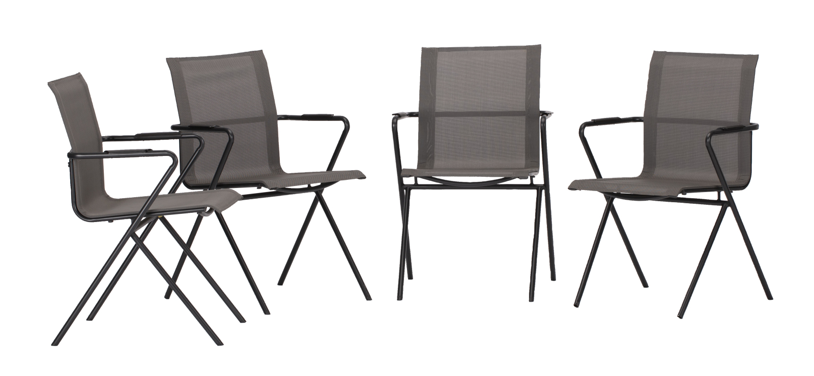 4-teiliges Gartenstuhl-Set - anthrazit - stapelbar - 55x83 cm