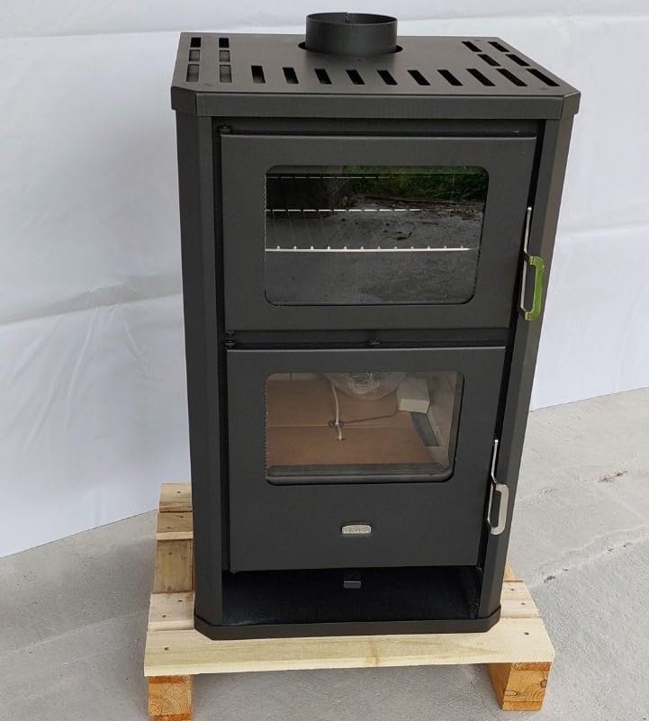 Prity FG D Kaminofen Holz 14,2 kW mit Backofen – Küchenofen Holzherd Festbrennstoffherd – Holzofen zum Kochen & Heizen – BImSchV Stufe 2 – Ø150 mm Rauchrohranschluss