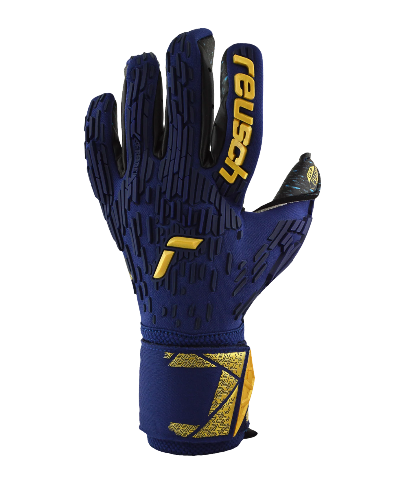 Reusch Attrakt Freegel Fusion Goaliator TW-Handschuhe Night Spark 2024 Blau Gold F4411