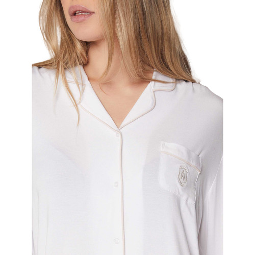 Admas - Camisón de manga larga Night Soft Blanco