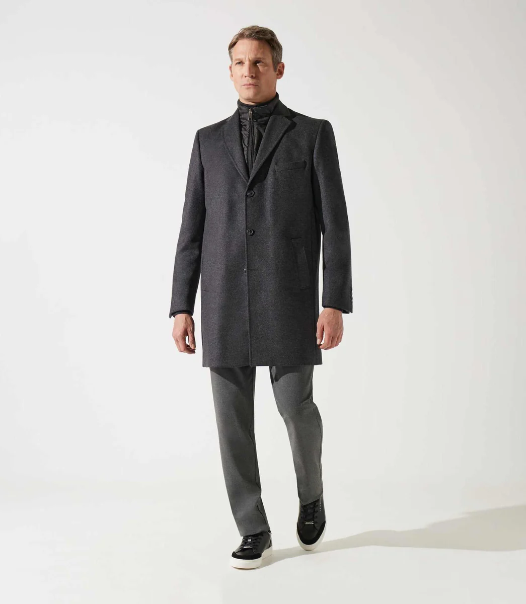 Manteau en laine et cachemire gris anthracite ISAO