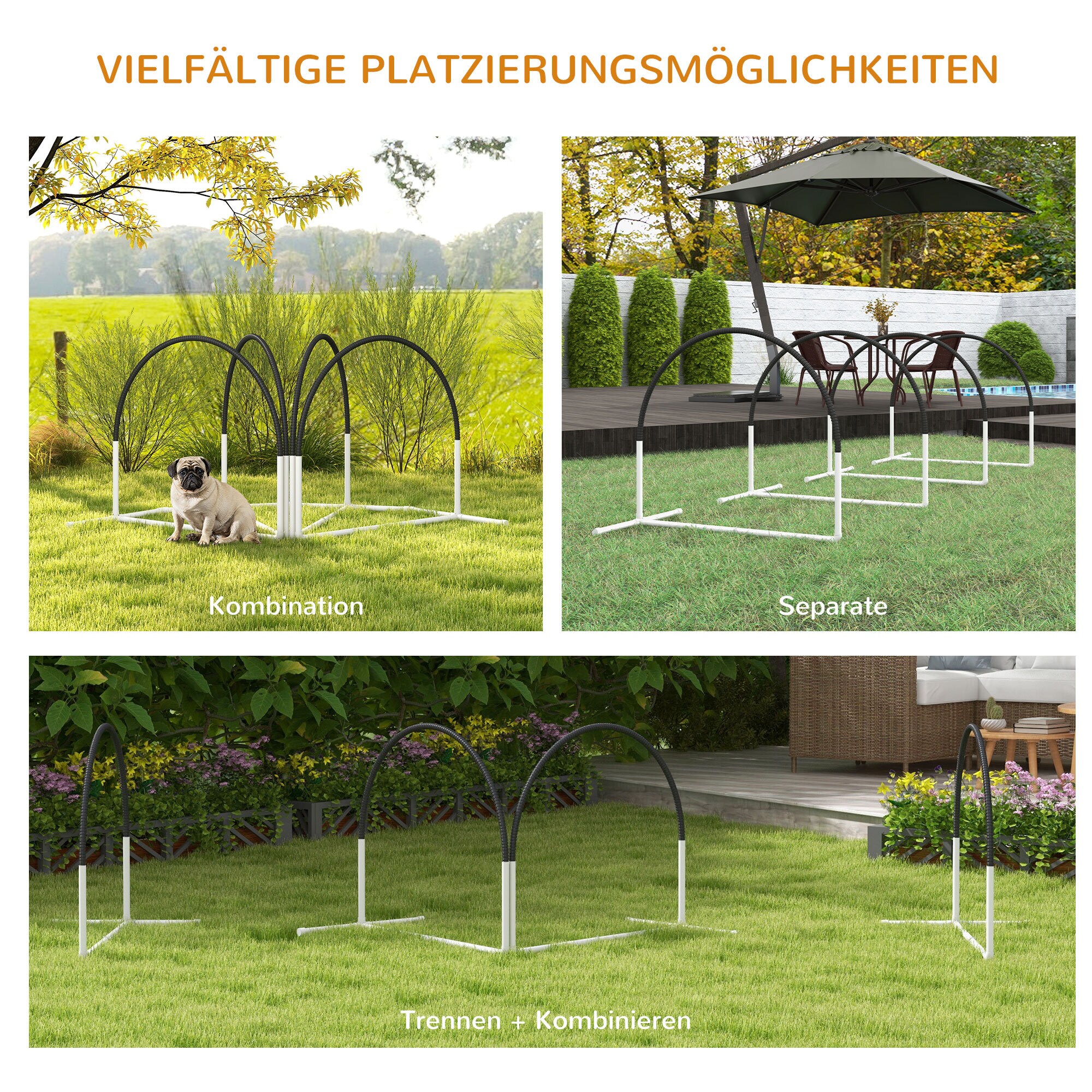 PawHut Hürdenlaufset mit Tragetasche weiß 89L x 69B x 99H cm