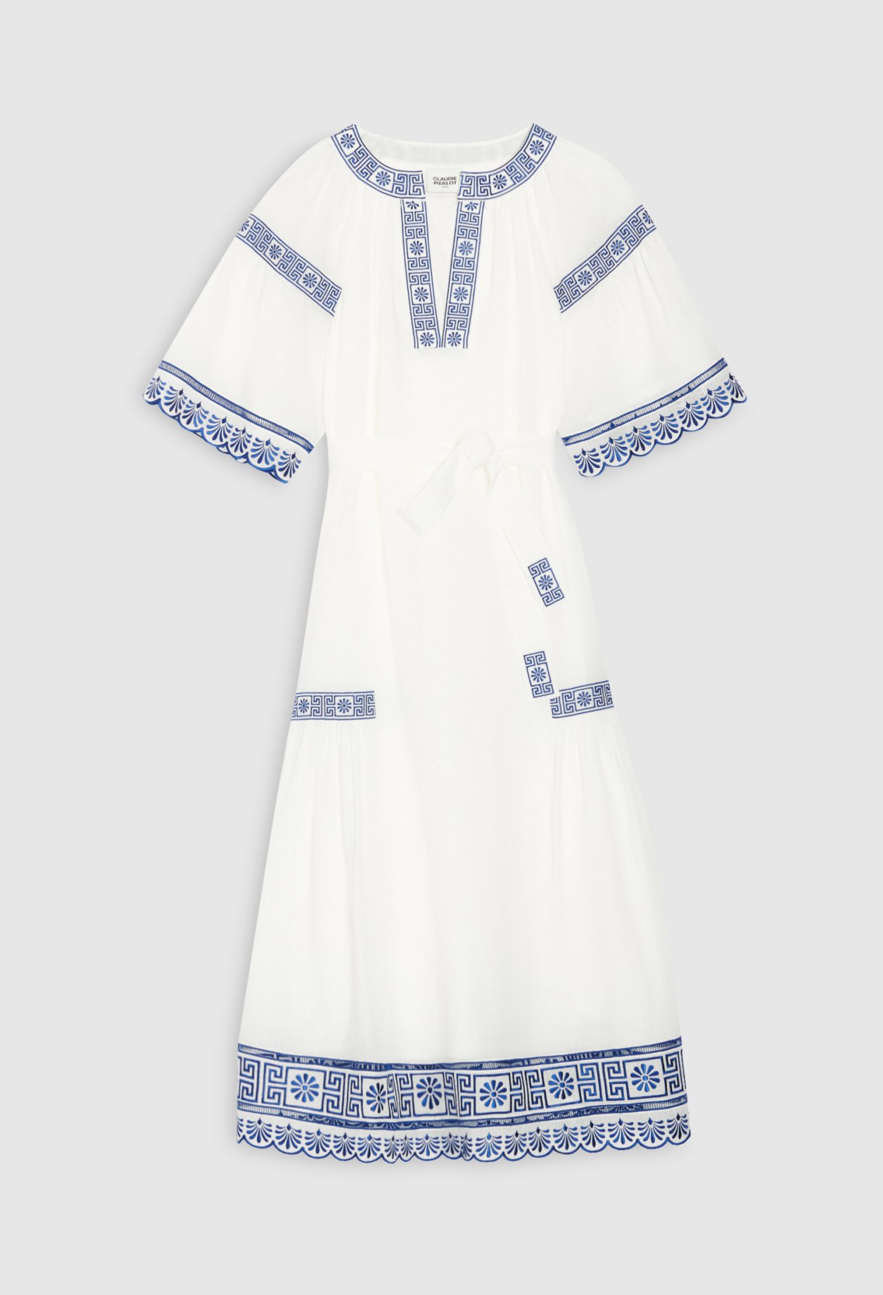 Robe midi brodee ecrue